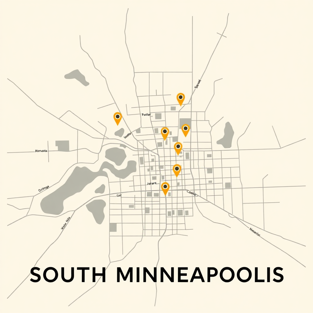 Stylized map of South Minneapolis