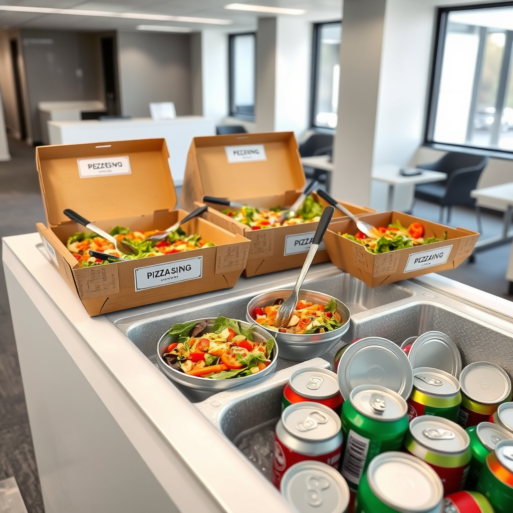 Office lunch catering setup