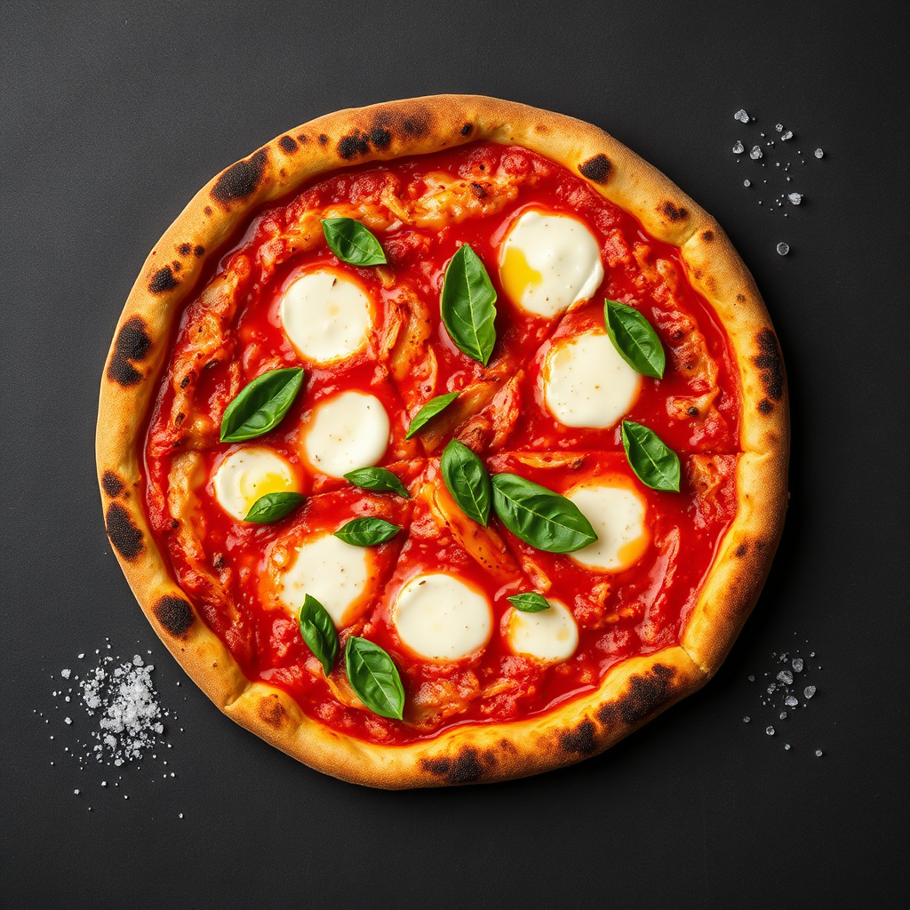 Margherita pizza overhead