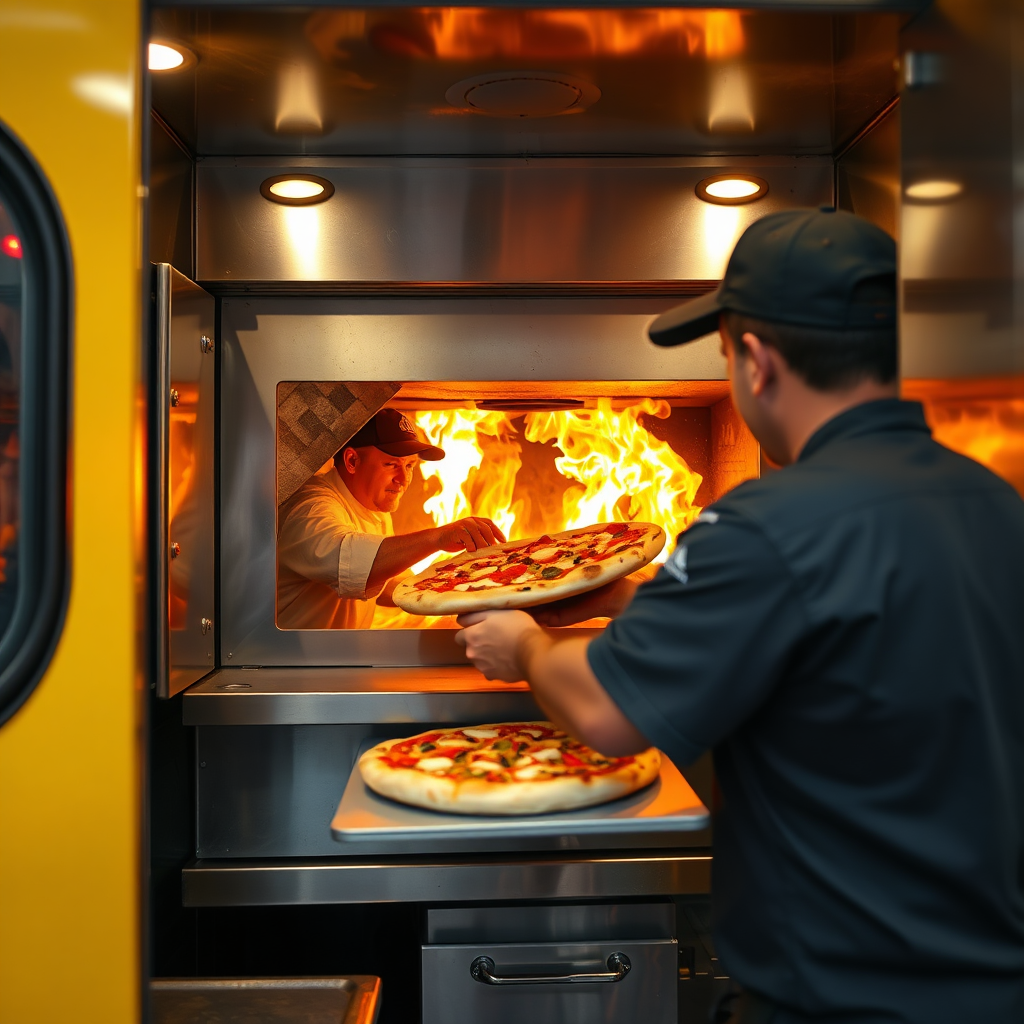 Food truck oven flame