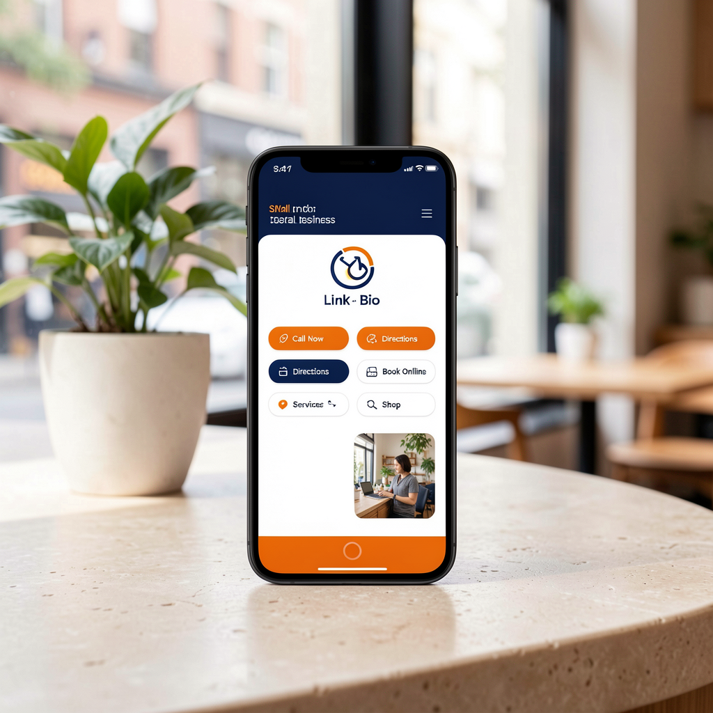 Small business Link in Bio page on a smartphone