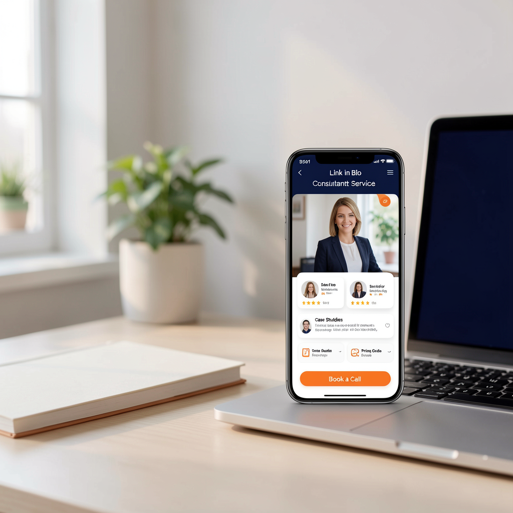 Consultant Link in Bio page on a smartphone