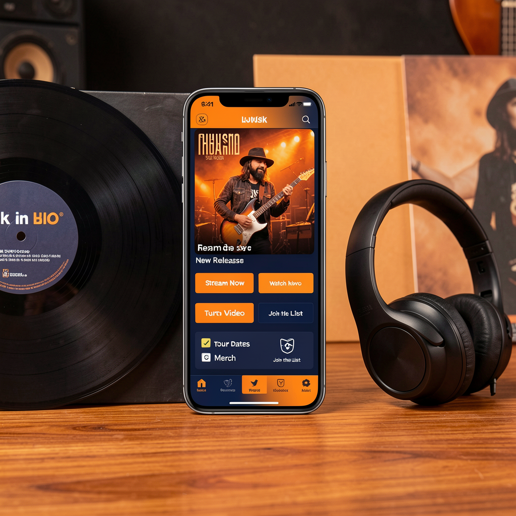 Musician Link in Bio page on a smartphone