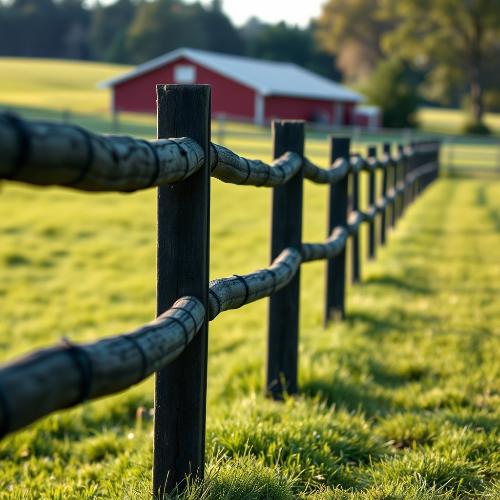 Farm split rail fence