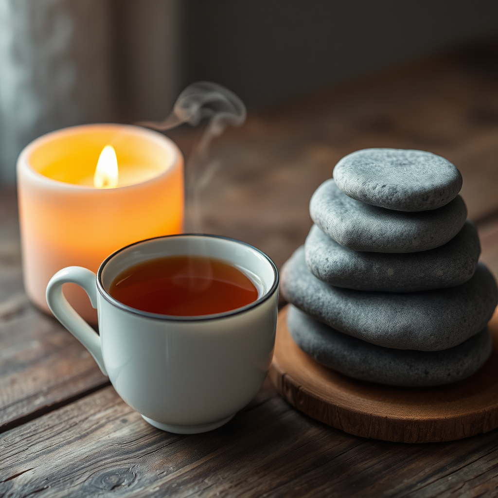 Herbal tea and spa stones