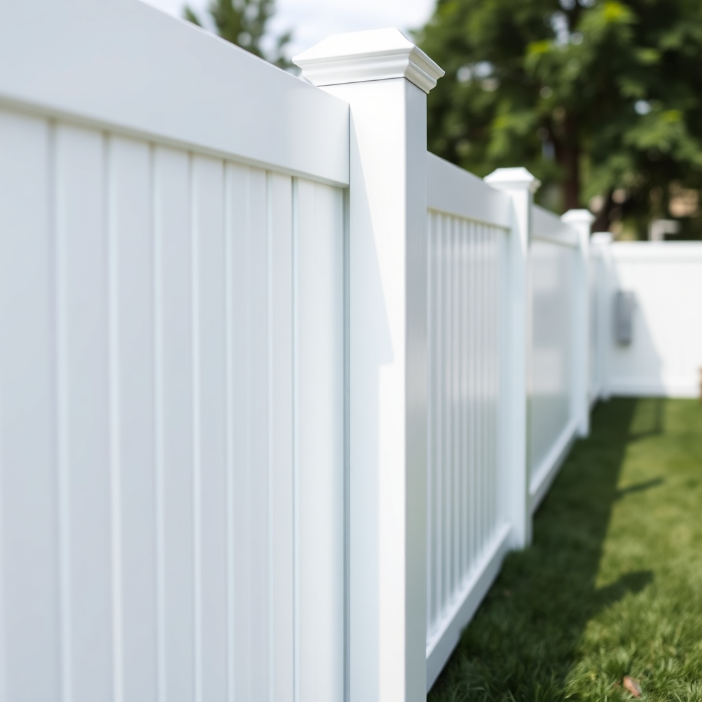 Modern white vinyl privacy fence
