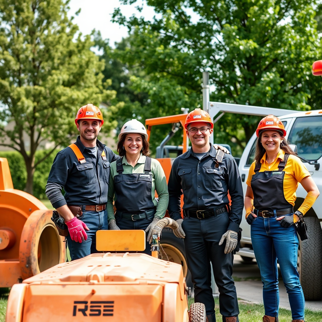 Our team of certified arborists with equipment.