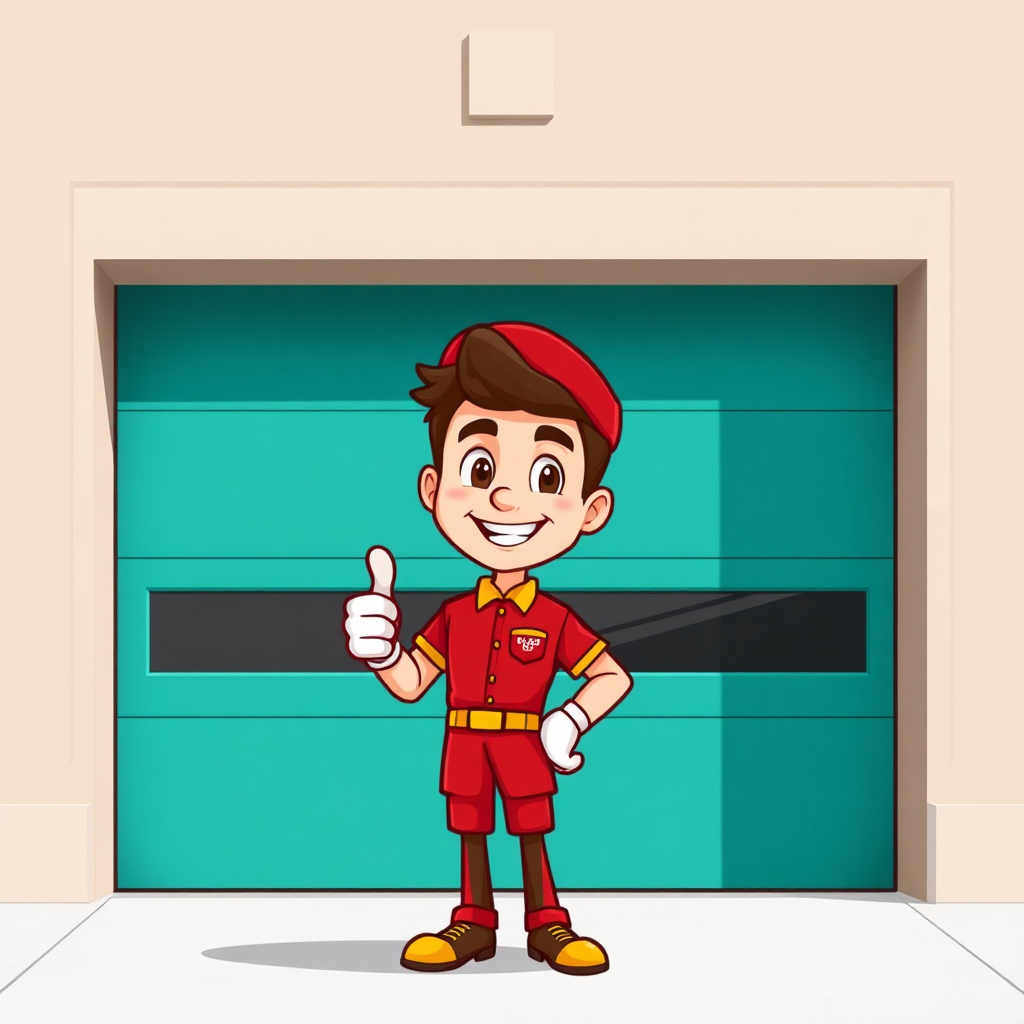 Character next to garage door
