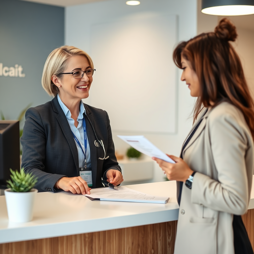 Clinic staff helping with insurance