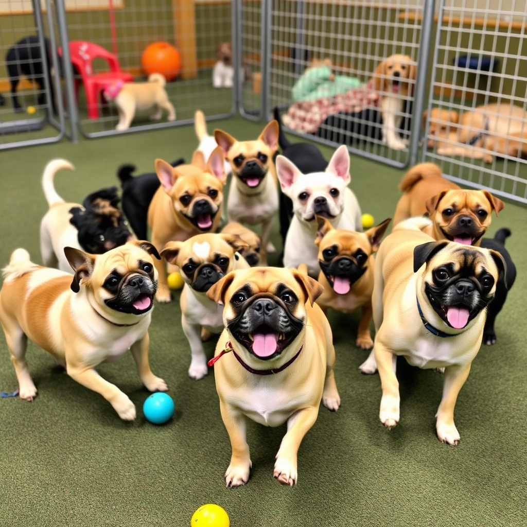 Small dogs playing together