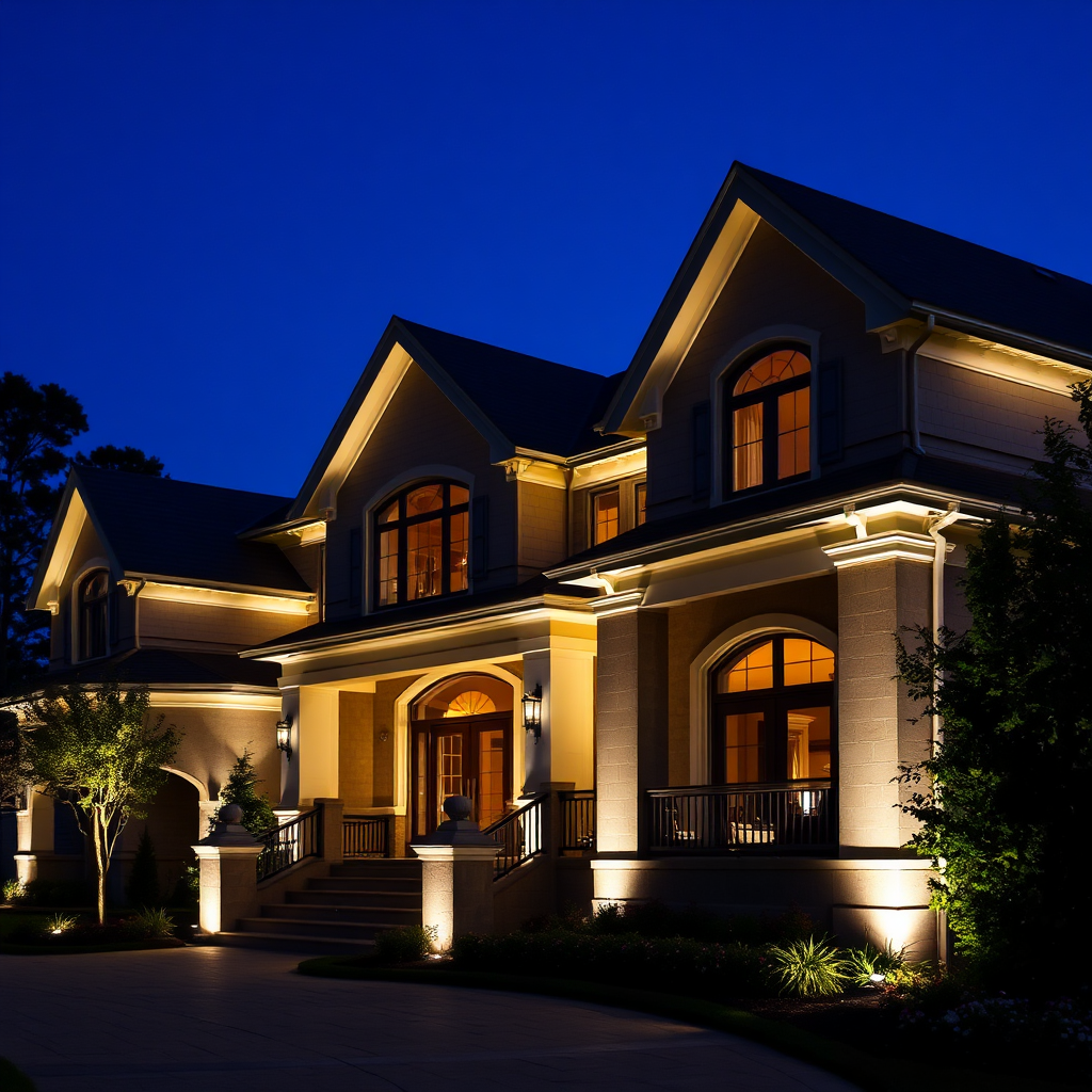 Permanent architectural lighting on house