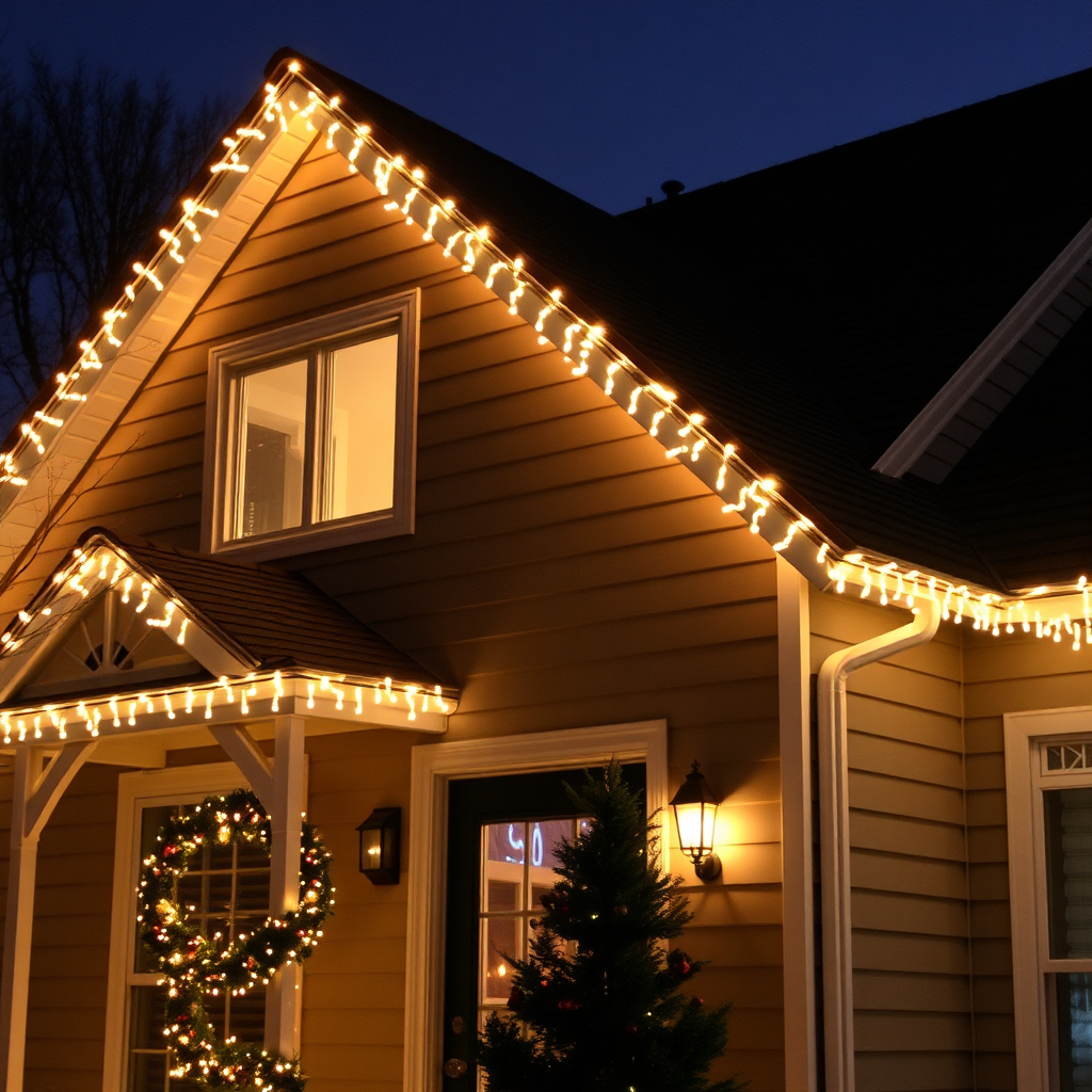 Christmas lighting on house
