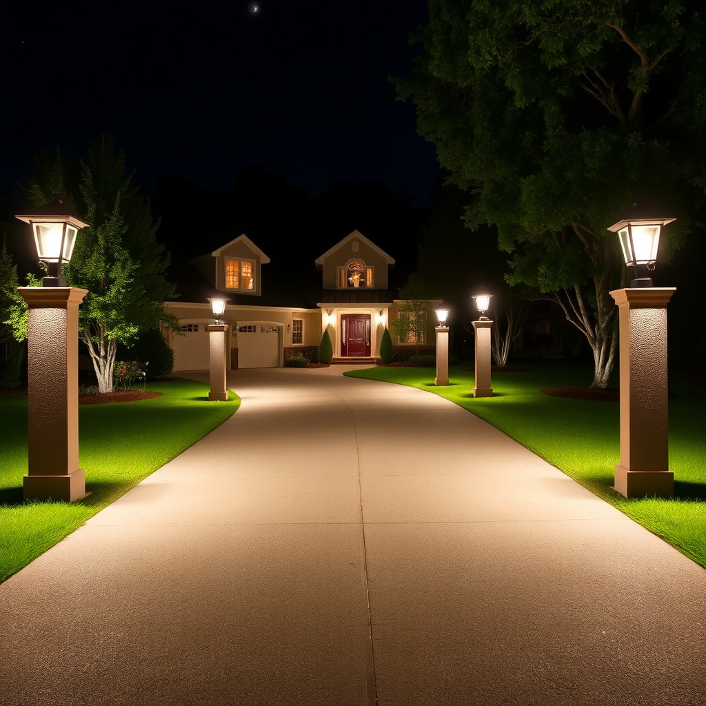 Driveway lighting posts