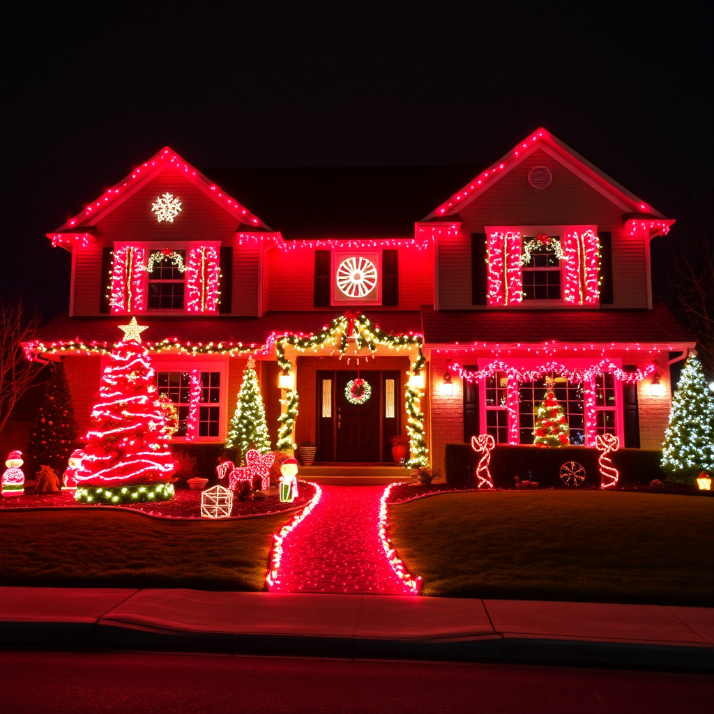 Red and white Christmas lighting