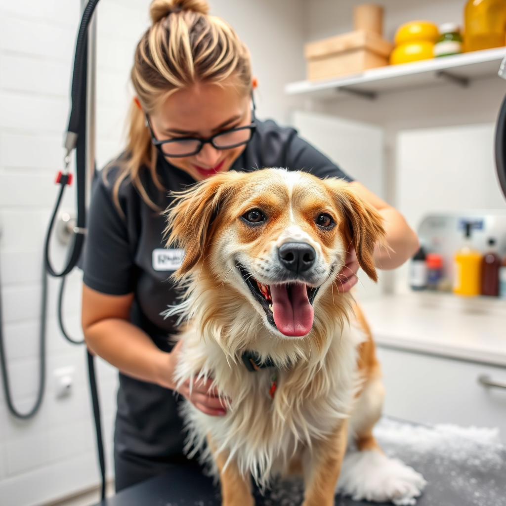 Professional pet grooming service at Kiesel Bark Pet Resort