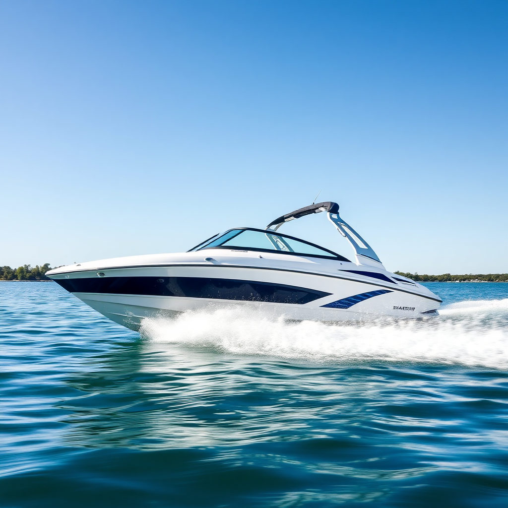 Sleek modern wakeboard boat