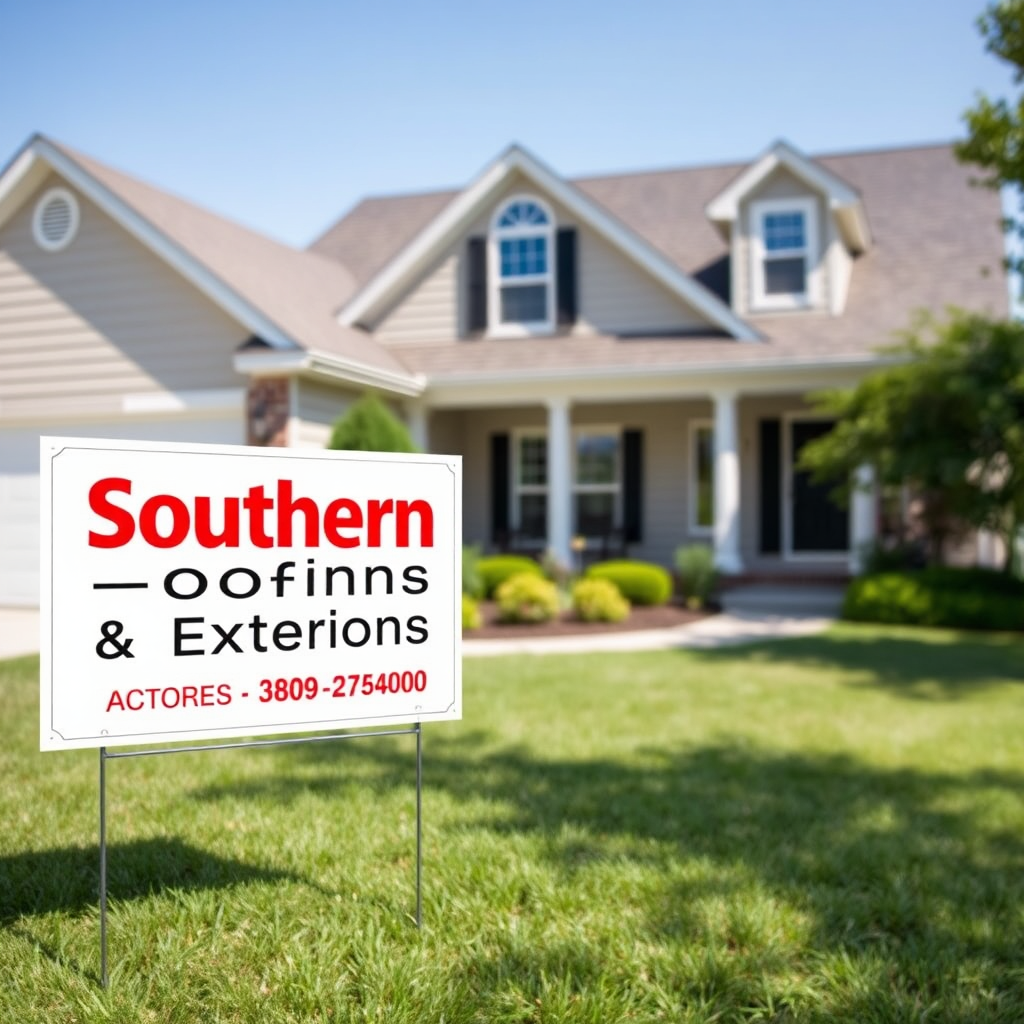 House with company sign