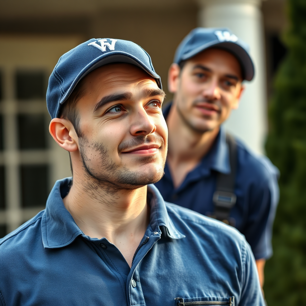 Attentive pressure washing worker