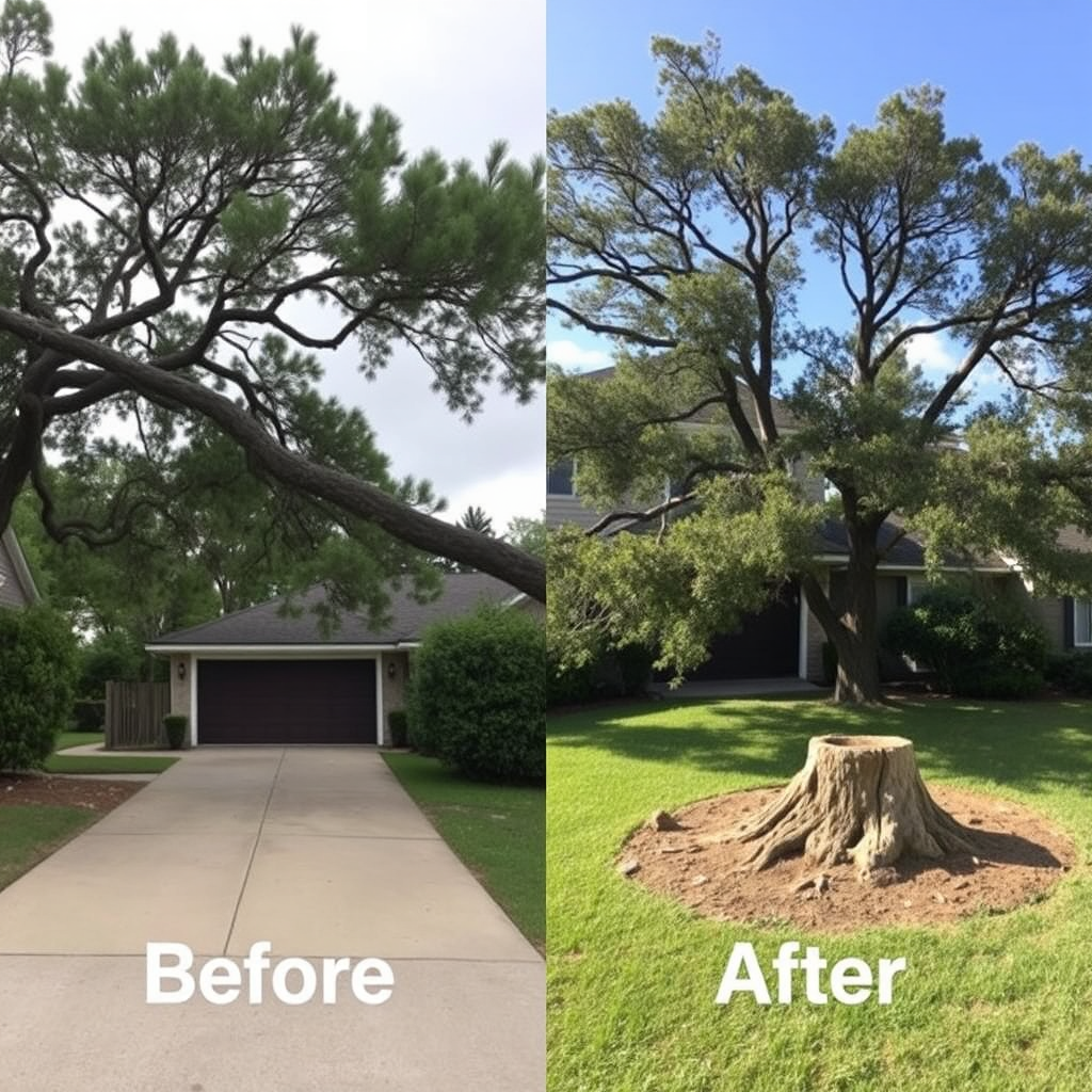 Before and after hazardous tree removal