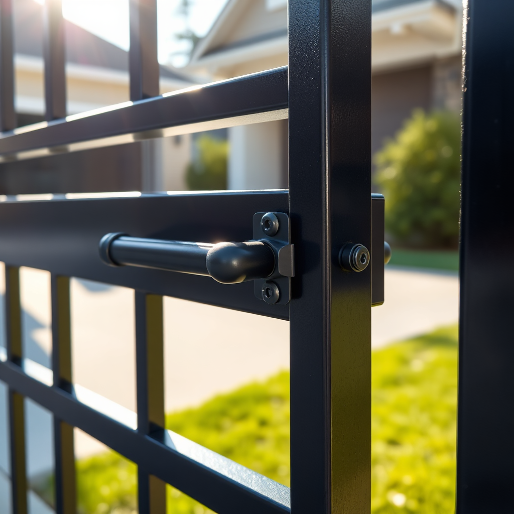 Modern steel driveway gate