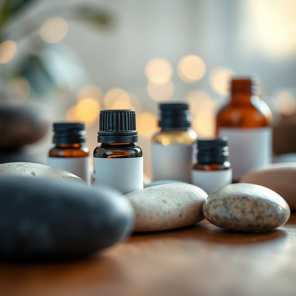 Essential oils and massage stones