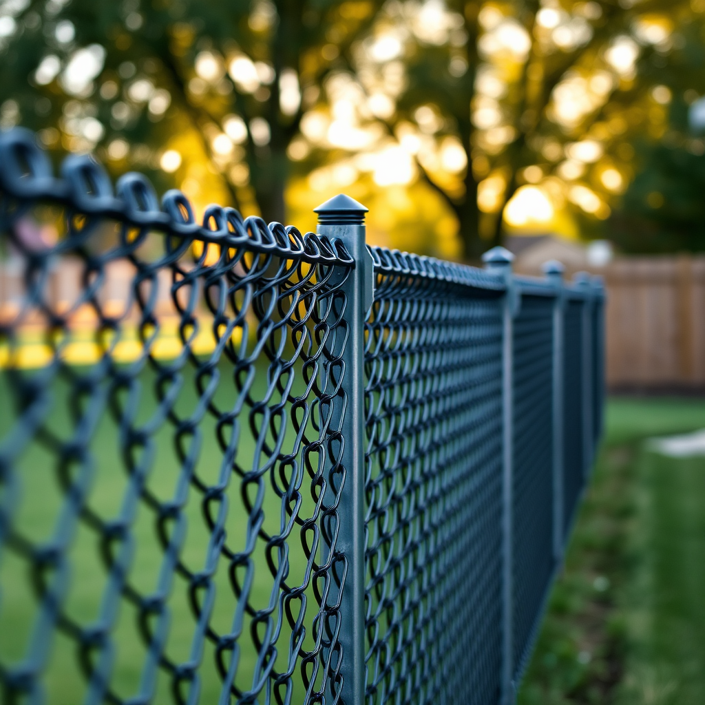 Black chain link fence