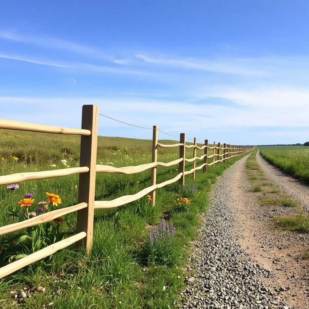 Split rail along drive