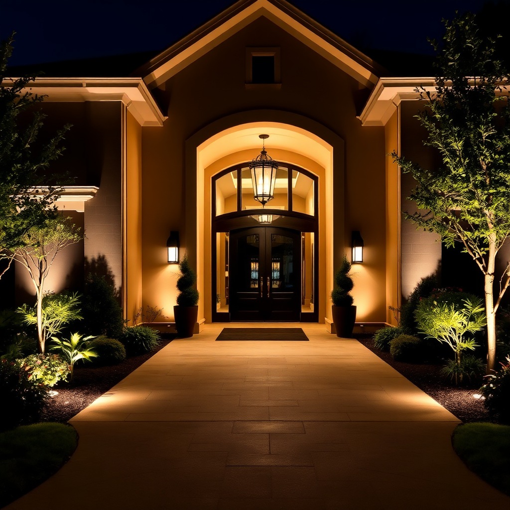 Luxury home entrance with lighting