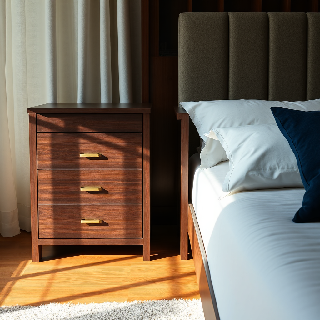 Matching dark wood bedside tables