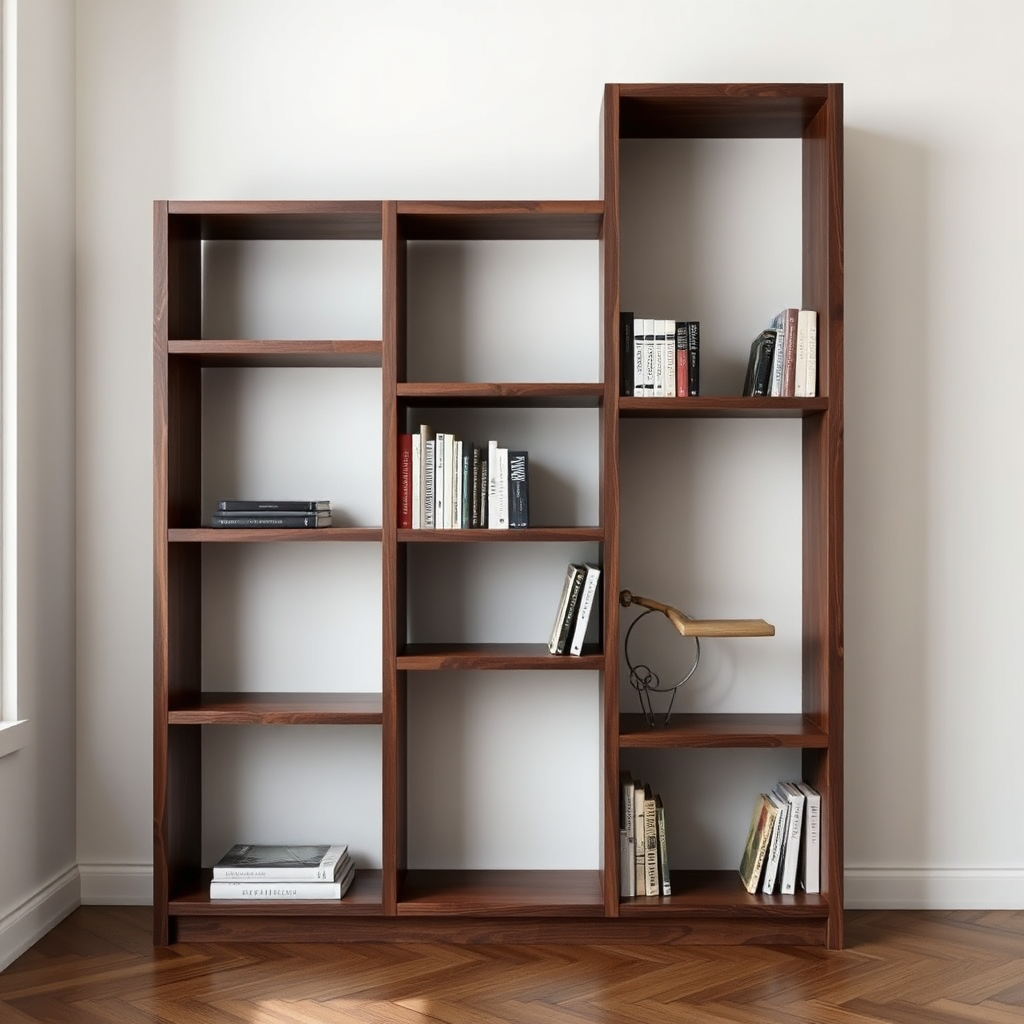 Unique geometric wooden bookshelf