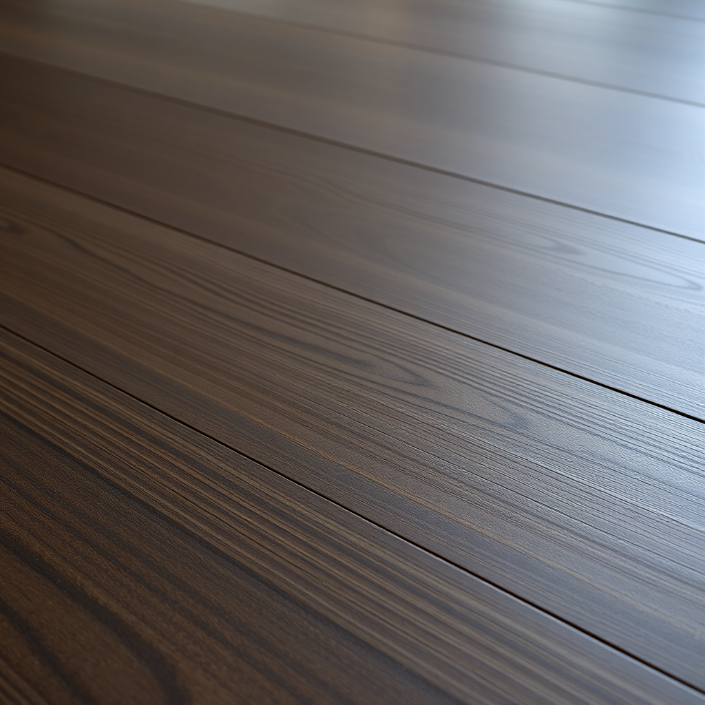Close-up of dark hardwood flooring installation