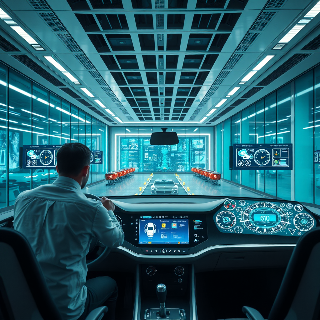 Futuristic AI automotive lab