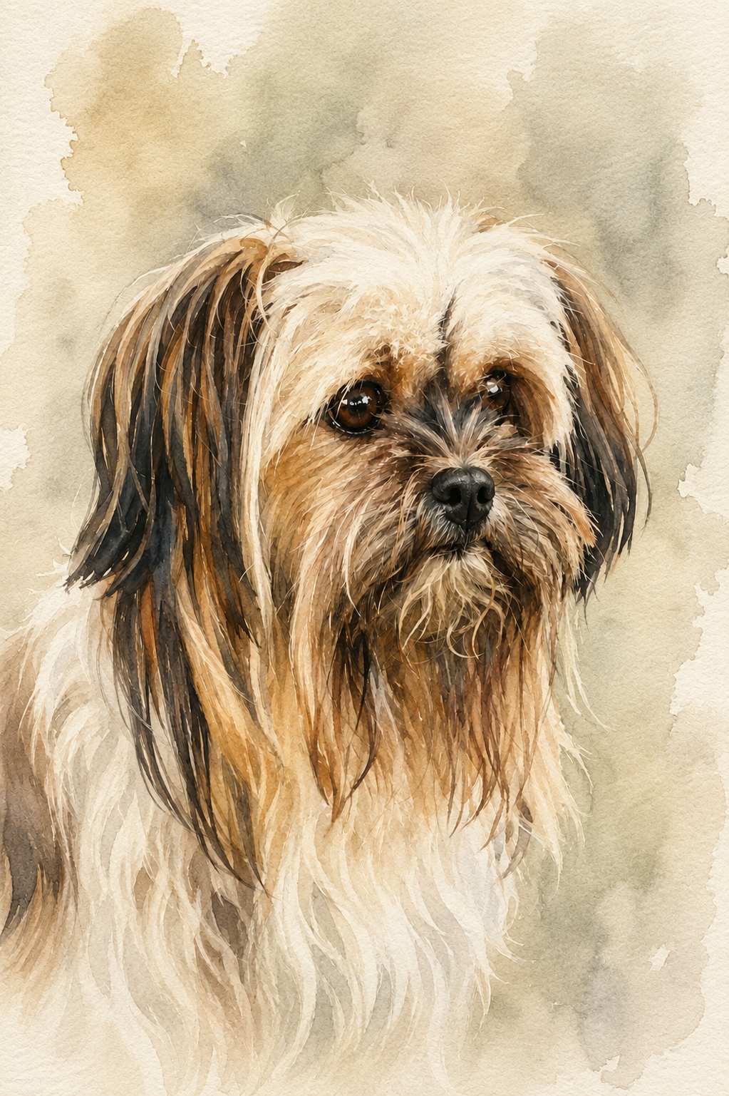 Watercolor portrait of a dog