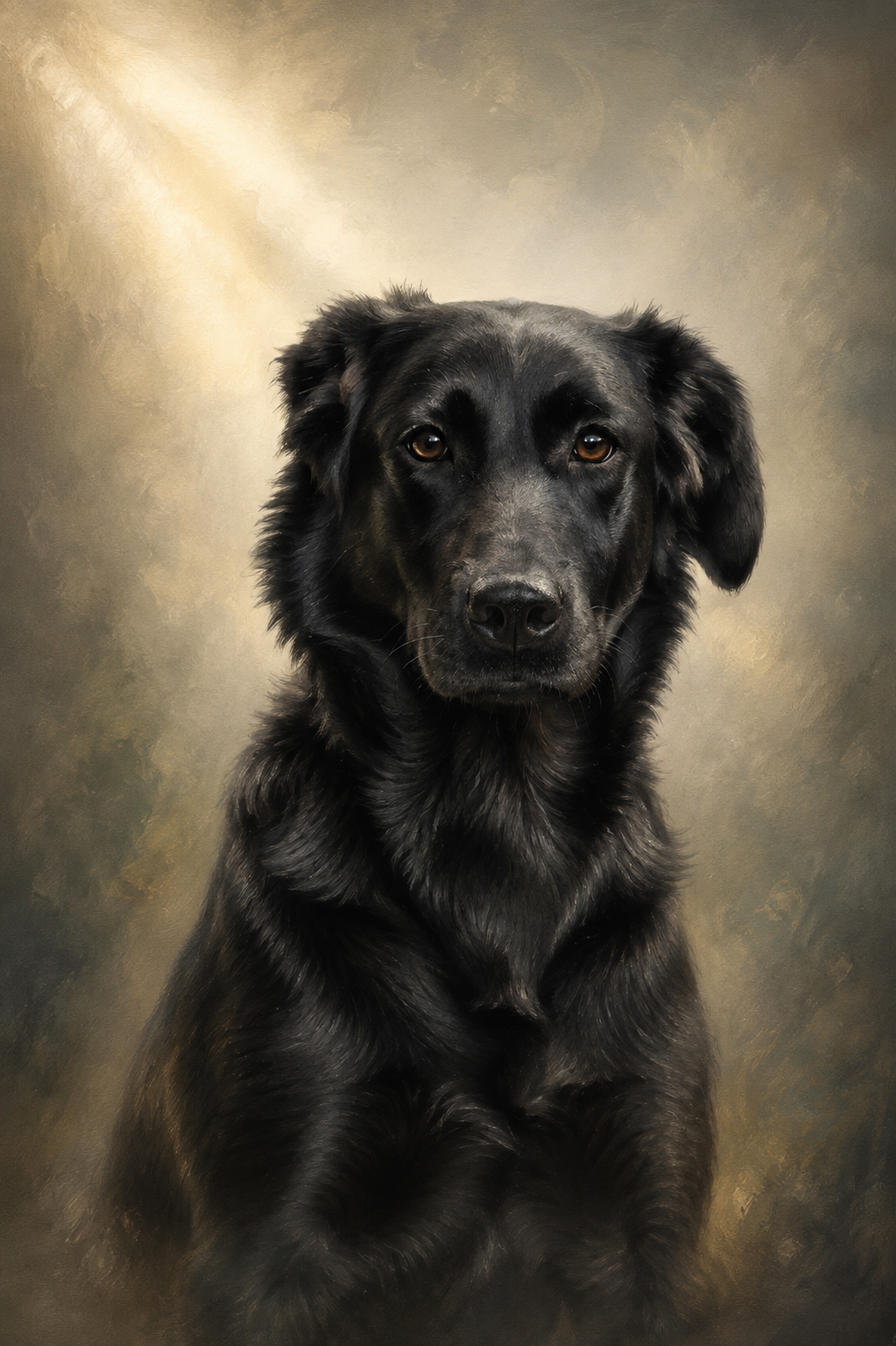 Memorial portrait of a senior dog
