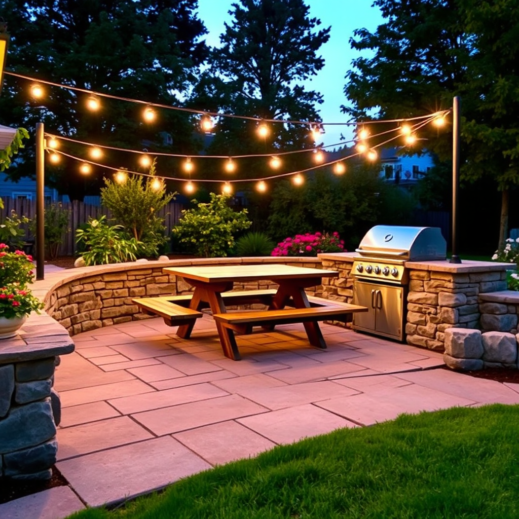 The accessible outdoor barbecue and patio area at Hearts Landing