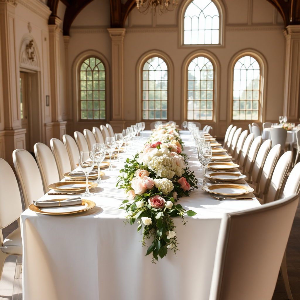 Elegantly set banquet table