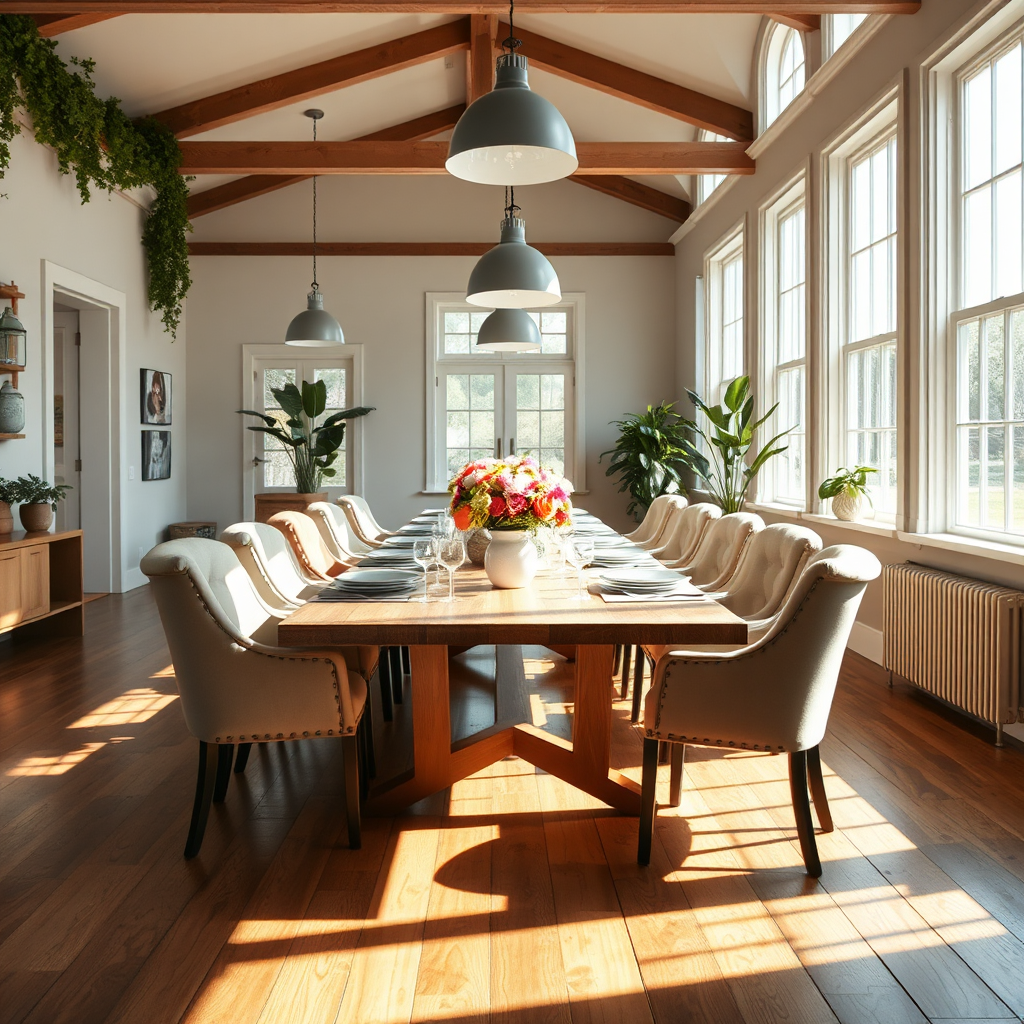 The bright and welcoming communal dining room at Hearts Landing