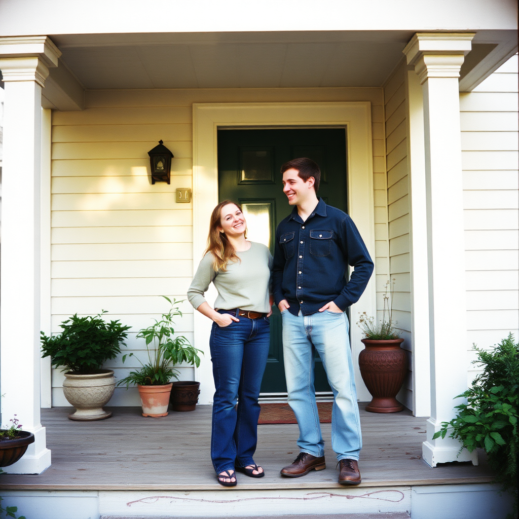 Sarah and Michael on the restored porch in 1999