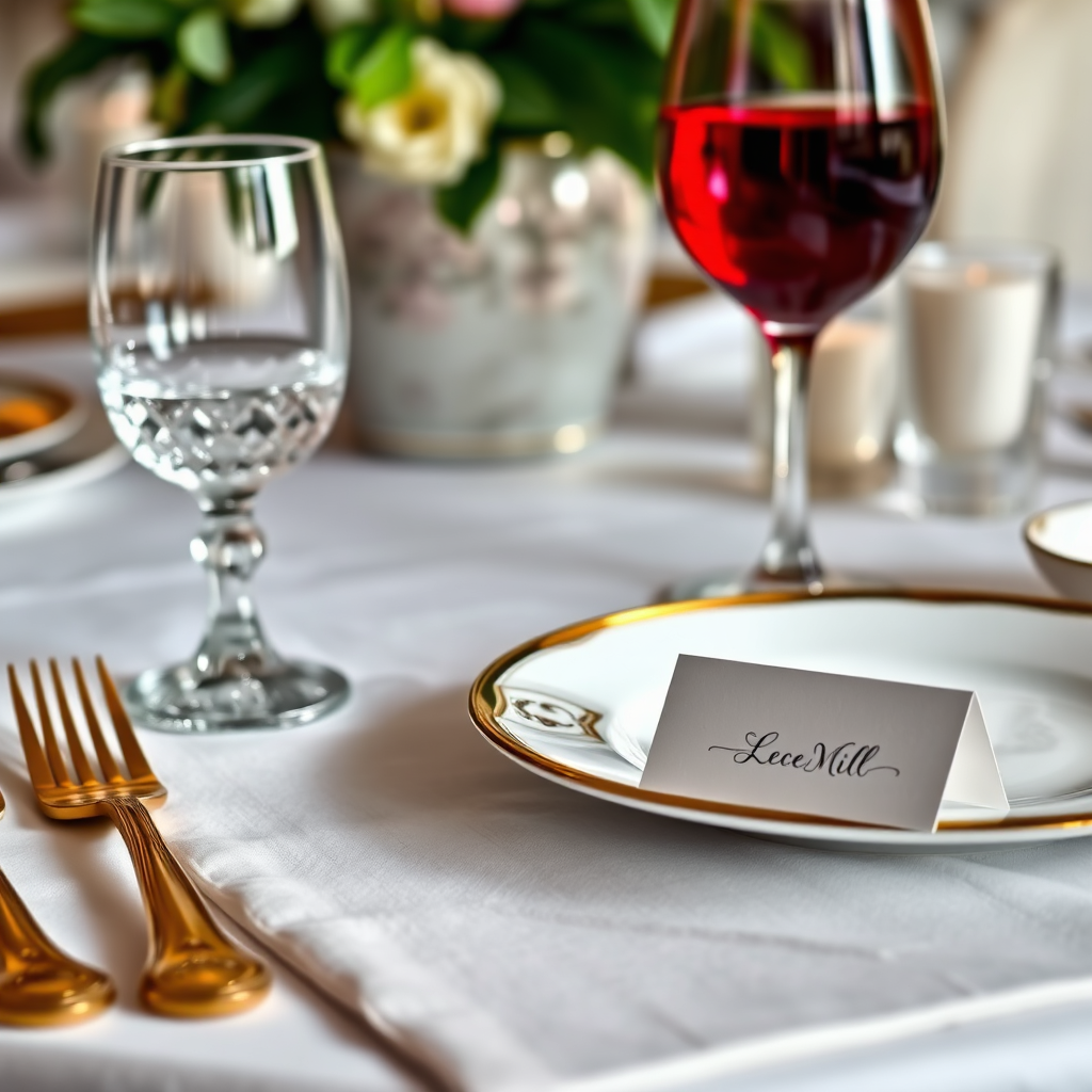 Close-up of detailed place setting