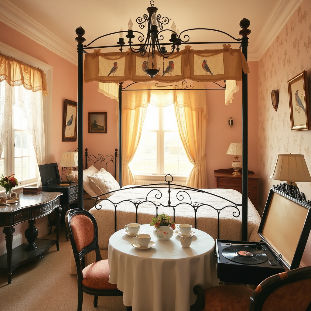 Lovebird's Retreat with vintage decor and breakfast nook