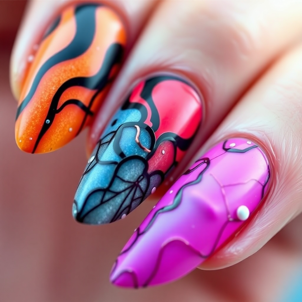A collage of customized nail art designs; each design should be distinct, reflecting individual preferences. The image should highlight the diversity and personalization aspect of nail art.