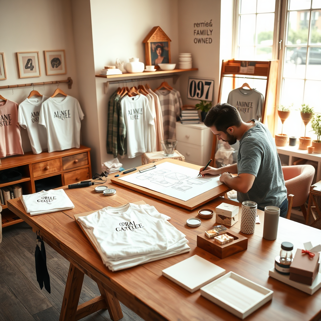 Studio with custom apparel and personalized gifts
