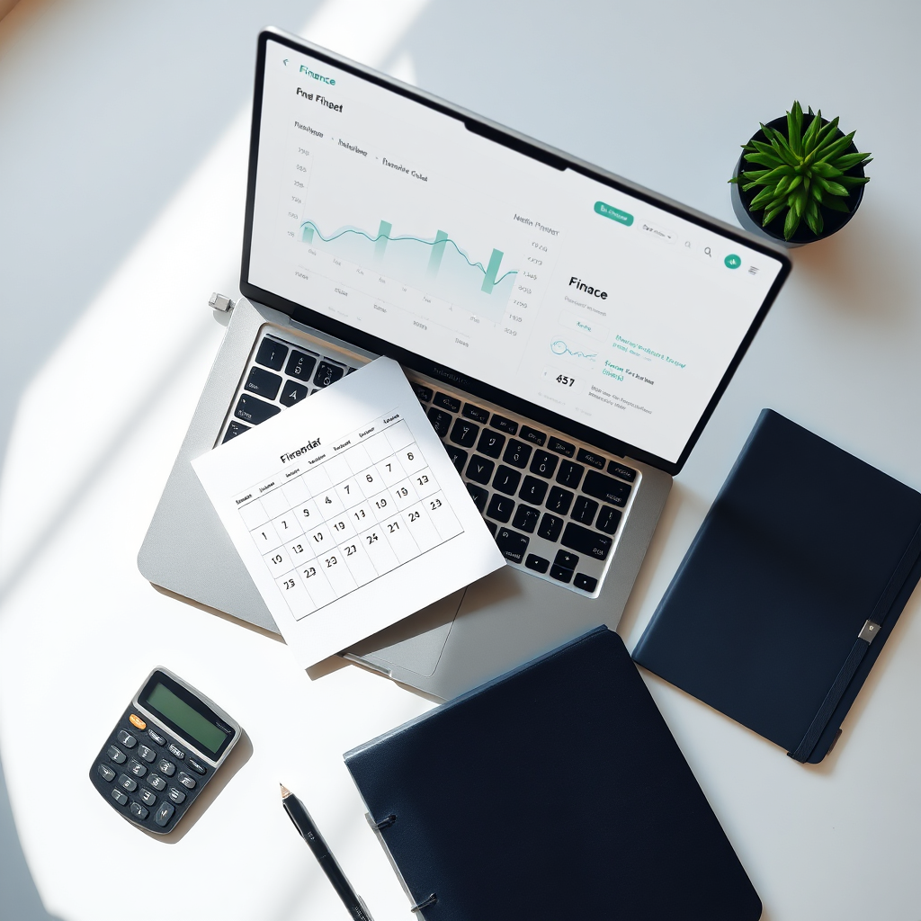 Workspace with financial dashboard and planning tools