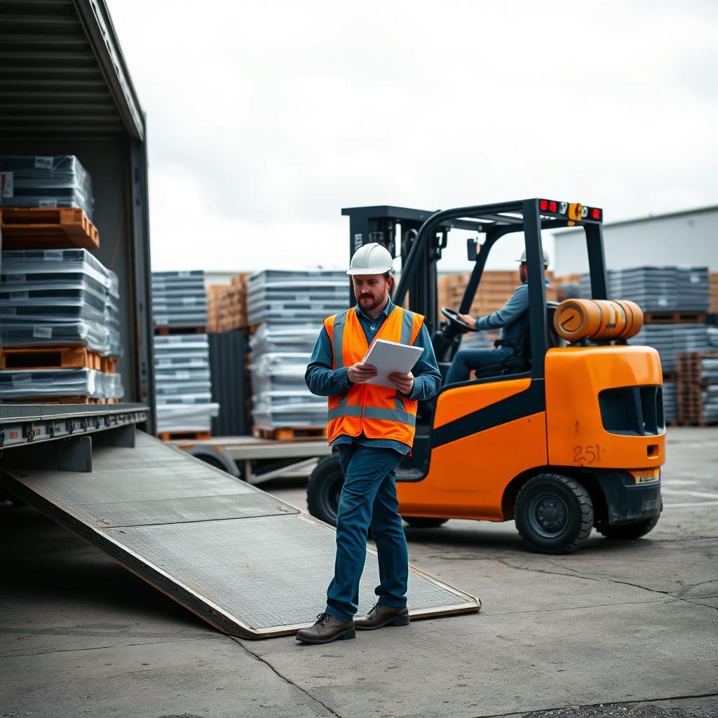 Jobsite delivery with forklift and driver