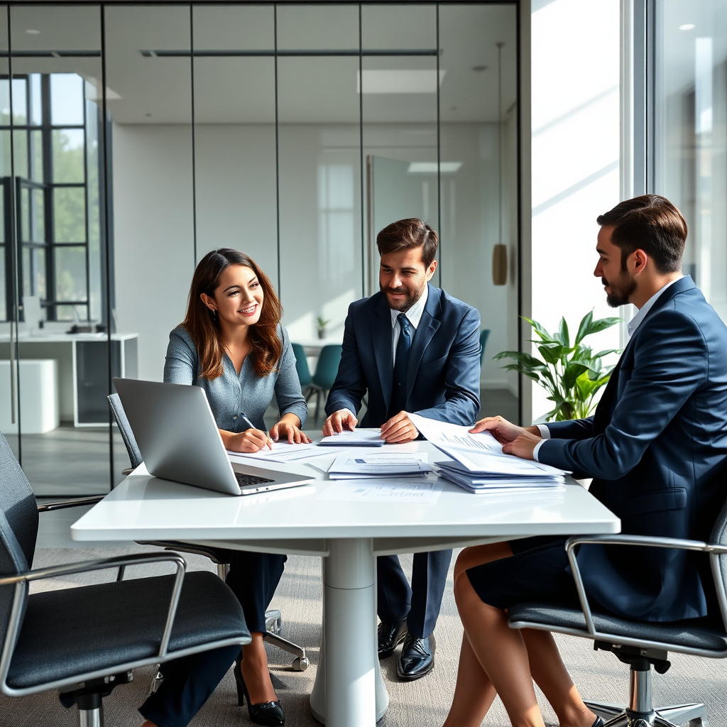 Accountants collaborating in a modern office