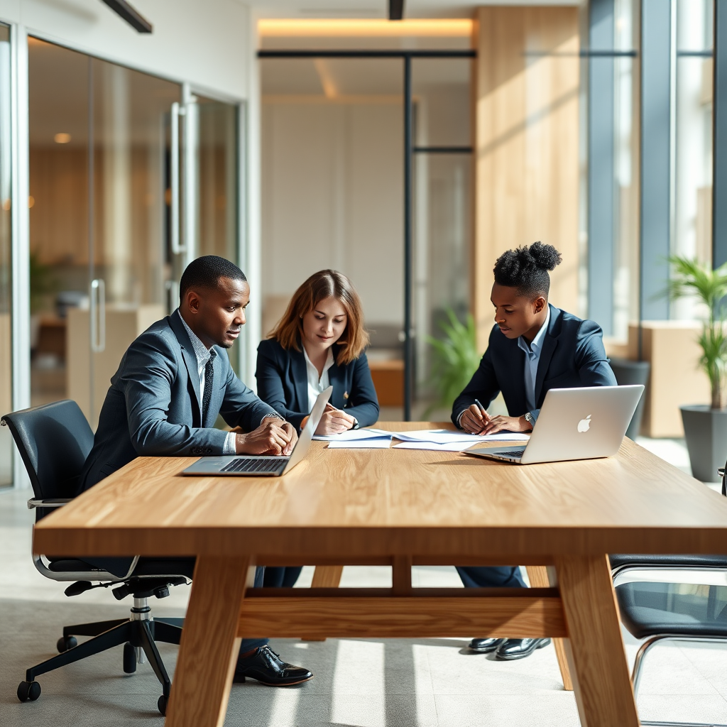 Professional accounting team in a modern office