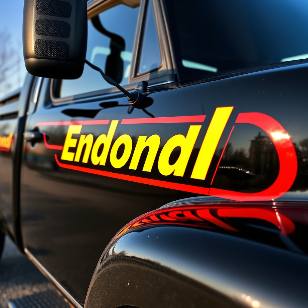 Vehicle decal on truck