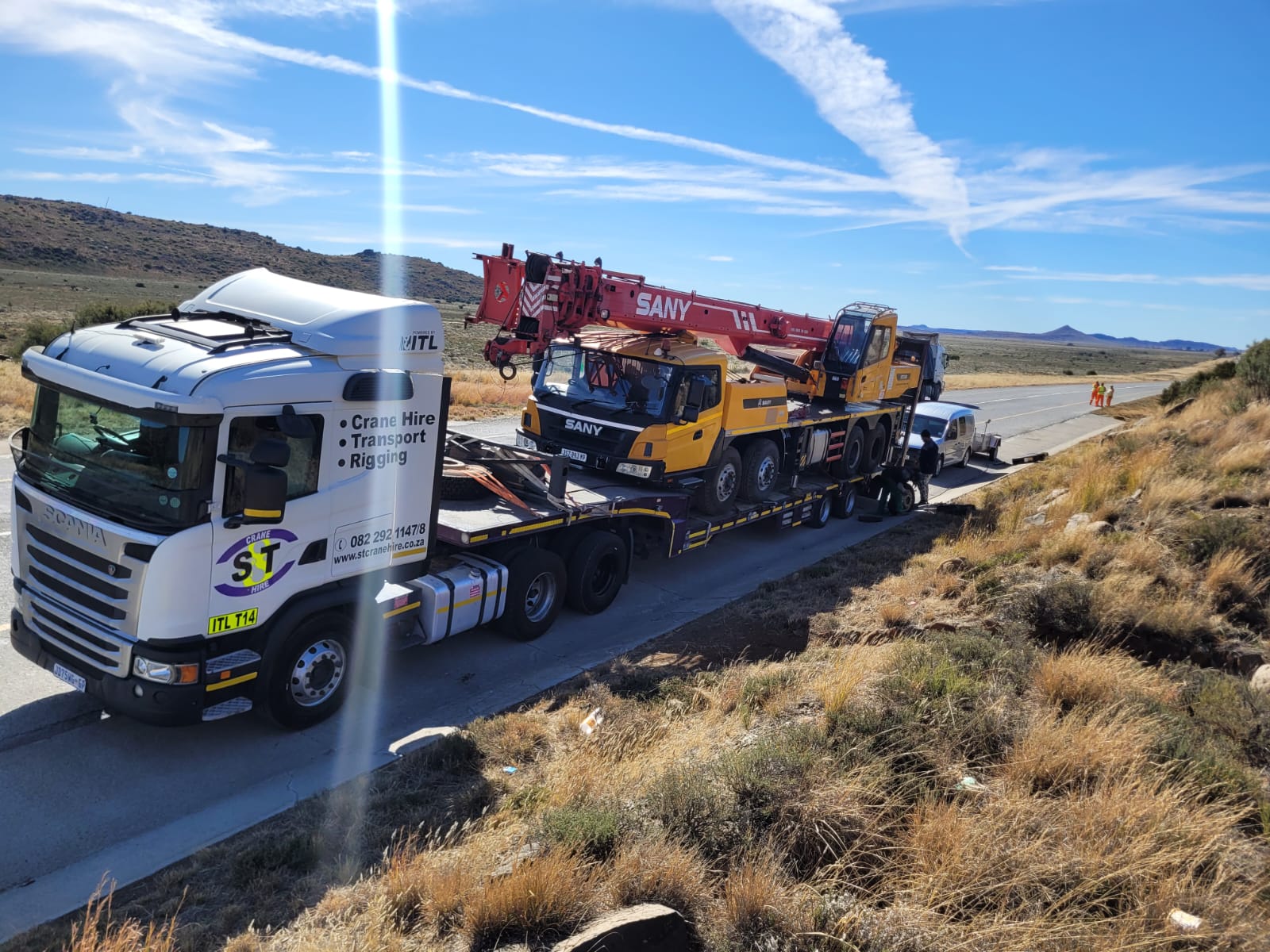 Tow truck preparing