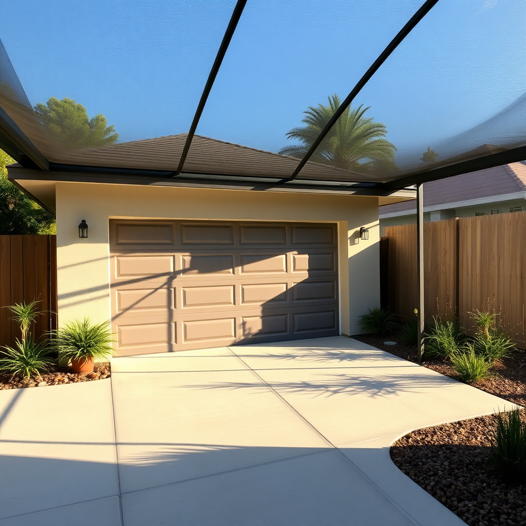 Secure modern garage door outside