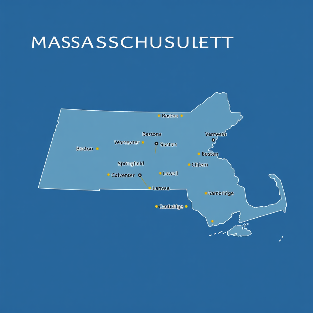 Map of Massachusetts highlighting major cities